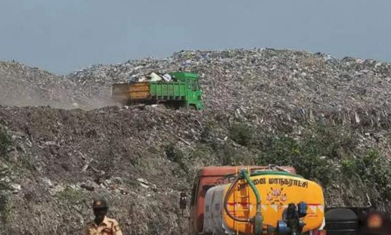 Massive plastic waste dump showing environmental crisis